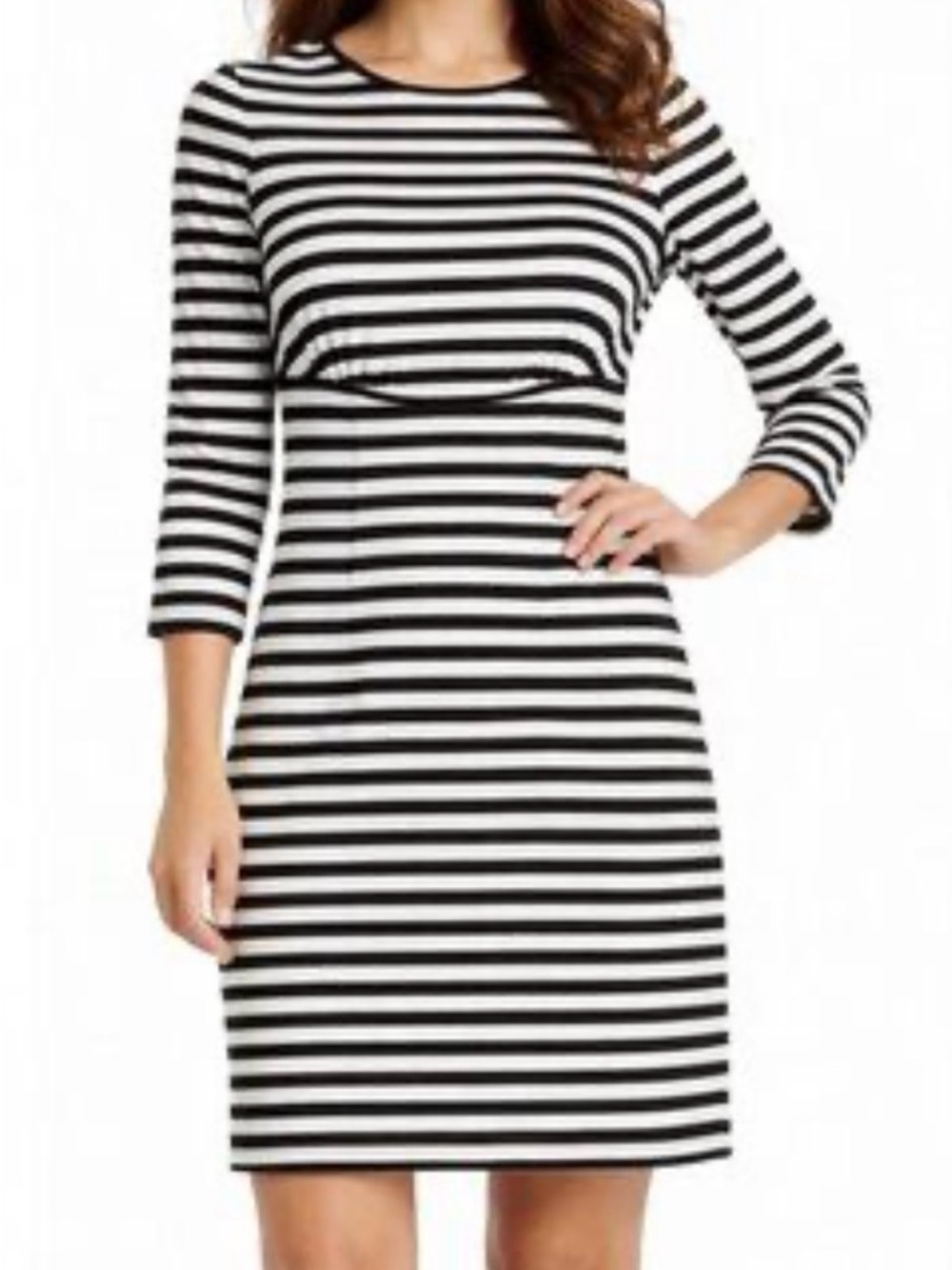 kate spade Black and White Striped Long Sleeve Dress business casual